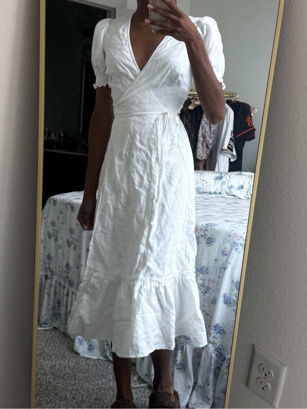 Reformation White Midi Wrap Dress - Picture 2 of 10
